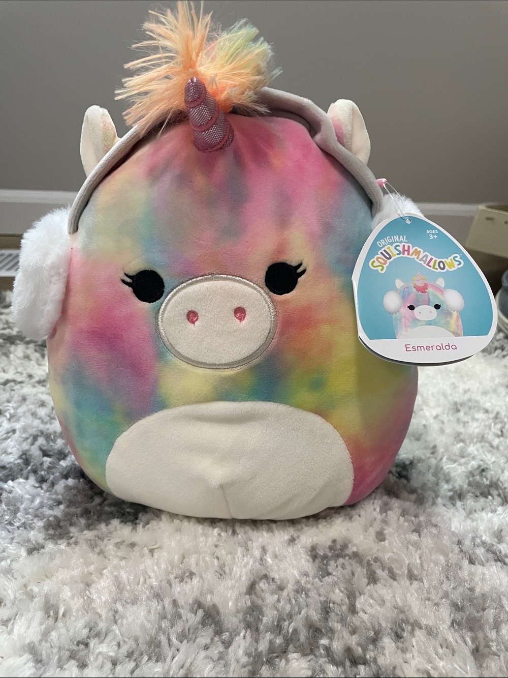 Squishmallows Rainbow Tie-Dye Esmeralda Unicorn Plush - Pastel Multicolor